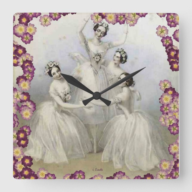 BALLET WALL CLOCK - DESIGNER CLOCKS - RUTELLI GIFT FYRKANTIG KLOCKA (Framsida)