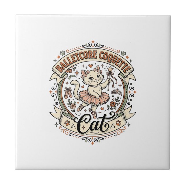Balletcore Coquette Katt Balletcore Coquette Katt  Kakelplatta (Framsidan)
