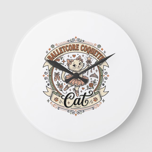 Balletcore Coquette Katt Balletcore Coquette Katt  Stor Klocka (Framsida)