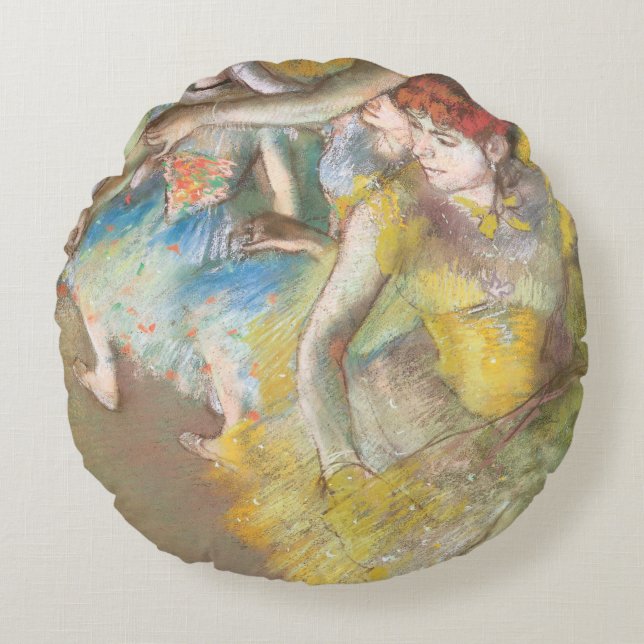 Balletdansare på scenen av Edgar Degas Rund Kudde (Framsidan)