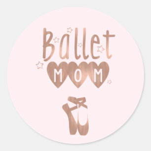 Balletmamma Rosa Guld Stjärnor & Hjärtan Runt Klistermärke