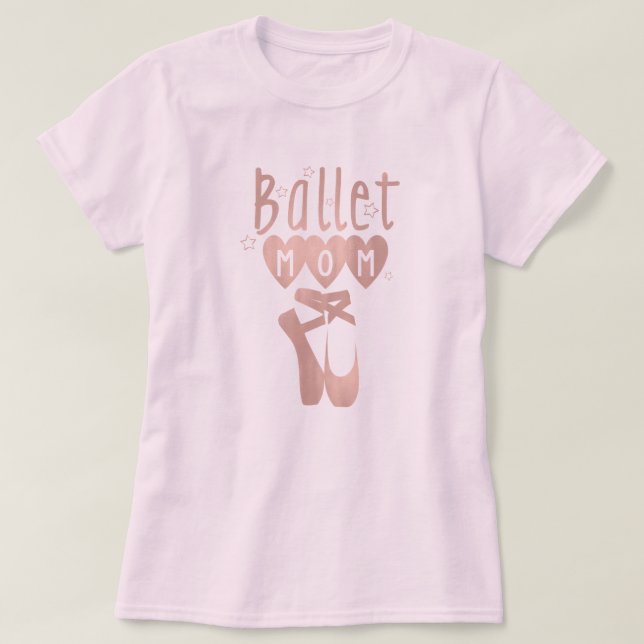 Balletmamma Rosa Roséguld Stjärnor & Hjärtan T-shirt (Design framsida)