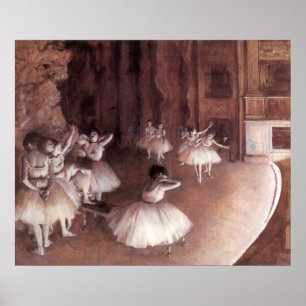 Balletrepetition på scenen av Edgar Degas Poster