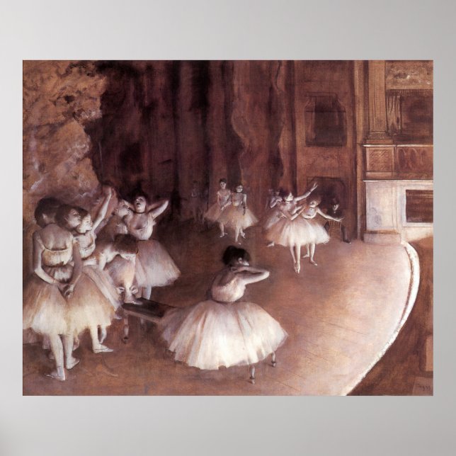 Balletrepetition på scenen av Edgar Degas Poster (Framsidan)