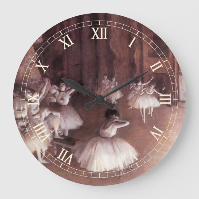 Balletrepetition på scenen av Edgar Degas Stor Klocka (Framsida)