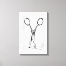 Balletscissor Ballerina Surrealistisk teckning Canvastryck