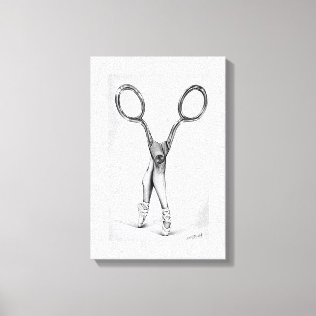 Balletscissor Ballerina Surrealistisk teckning Canvastryck (Framsida)