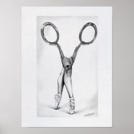 Balletscissor Ballerina Surrealistisk teckning Poster
