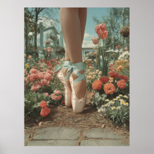 Balletskor i blomstrande trädgård poster