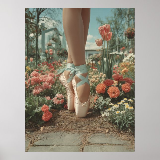 Balletskor i blomstrande trädgård poster (Framsidan)