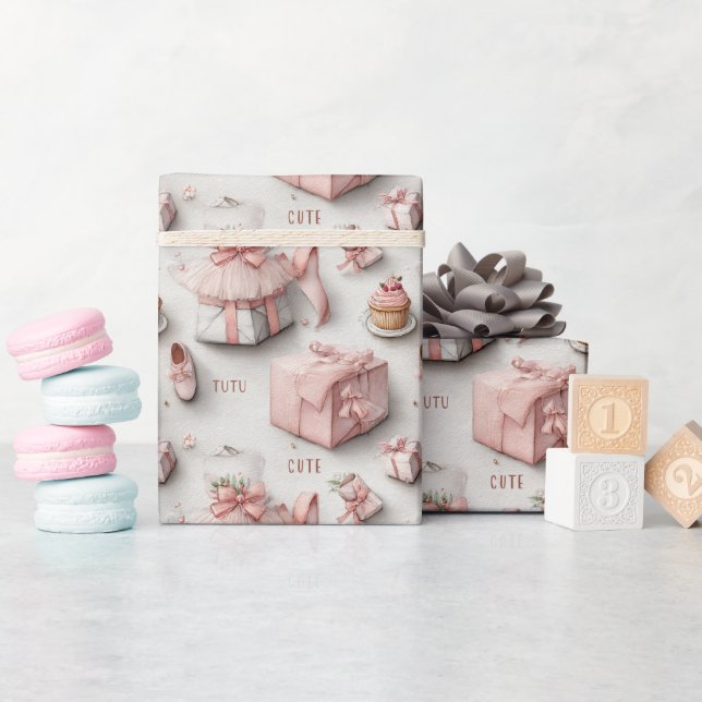 Balletskor och Tutus i Mjuk Rosa Elegans Presentpapper (Baby Shower)