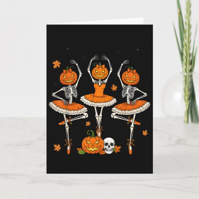 Balletskumpa Dansande Skelett Skräck Halloween Gi Kort (Framsida)