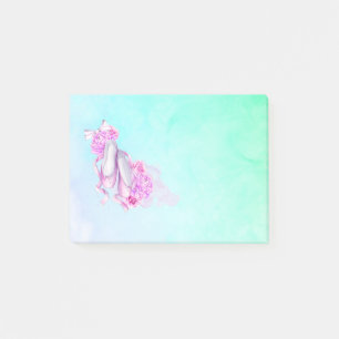 Ballfodral och ponnyer i Rosa Watercolor Post-it Block