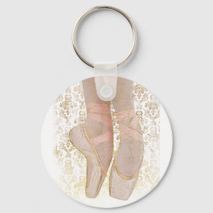 Ballgaffelskor - Rosa Guld White Nyckelring