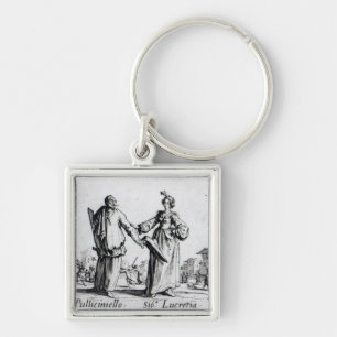 Balli de Sfessania, c.1622 2 Fyrkantig Silverfärgad Nyckelring