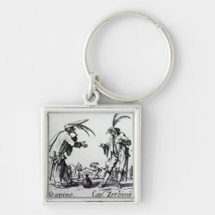 Balli de Sfessania, c.1622 2 Fyrkantig Silverfärgad Nyckelring