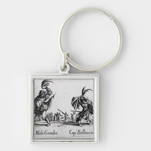 Balli de Sfessania, c.1622 Fyrkantig Silverfärgad Nyckelring (Framsidan)