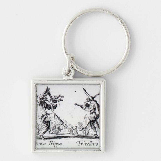Balli de Sfessania, c.1622 Fyrkantig Silverfärgad Nyckelring (Framsidan)