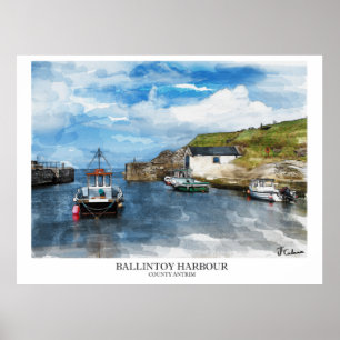 Ballintoy hamn som är nordlig - ireland poster