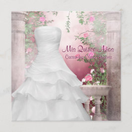 Ballklänning Rosa Ros Quinceanera Inbjudningar