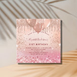 Ballodon glam vid ro guld rosa vid glitter inbjudningar<br><div class="desc">För elegant 21:a födelsedag (eller någon annan ålder). En övertoningsbakgrund för ro guld och rosa. Dekorerad med ro guld,  rosa faux glitter,  färgdroppstift och ballonger. Anpassa och lägg till uppgifter om namn,  ålder 21 och party. Namn är skrivet med ett handskript i stil</div>