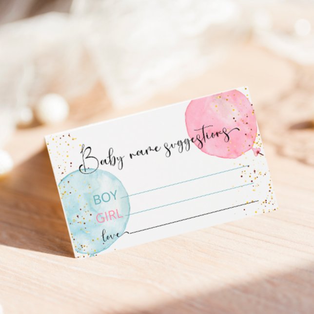 Ballon Baby Namn-förslagskort för babyskor Visitkort (Skapare uppladdad)