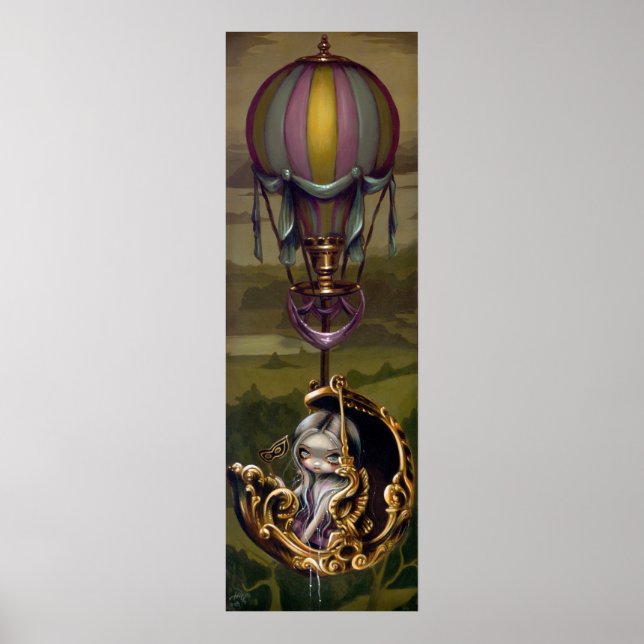 Ballon Chariot - Rococo Steampunk Art Skriv ut Poster (Framsidan)
