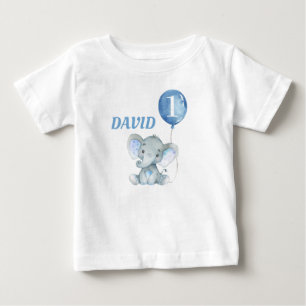 Ballon Elephant Cute Blue Pojke T Shirt