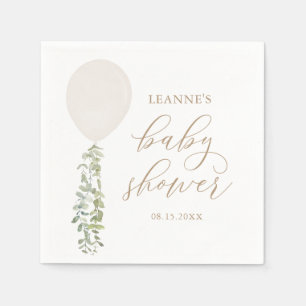 Ballon Eucalyptus Baby Shower för vit vattenfärg Pappersservett