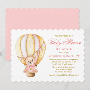 Ballon för vattenfärg Bear Rosa Guld Shower by Mai Inbjudningar