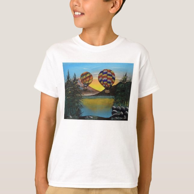 Ballon Hett Luft kör över floden RenmaDesign T Shirt (Framsida)