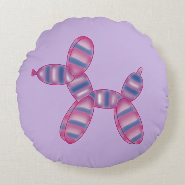 Ballon hund bisexual flagga färg rund kudde (Framsidan)