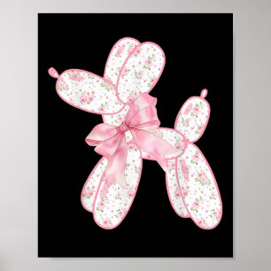 Ballon Hund Blommigt Rosa Coquette Bow Women Kids Poster
