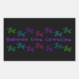 Ballon Hund Crossing Stickers Rektangulärt Klistermärke