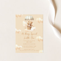 Ballon Nalle Neutralt Baby Shower-inbjudan