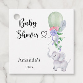 Ballon och Elephant Baby Shower Gåvor Etiketter