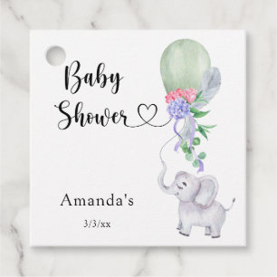 Ballon och Elephant Baby Shower Gåvor Etiketter