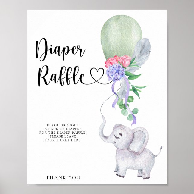 Ballon och Elephant Diaper raffle poster (Framsidan)
