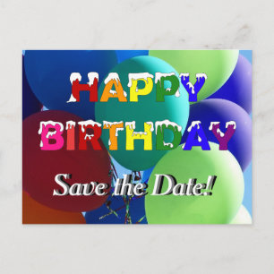 Ballon Rainbow Birthday Spara datumet Meddelande Vykort