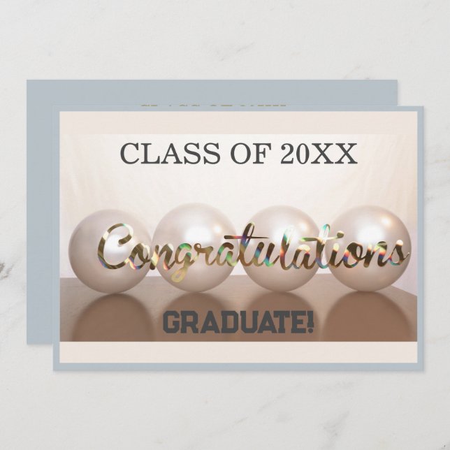 Ballon silver Grattis Student Studenten Inbjudningar (Fram/baksida)