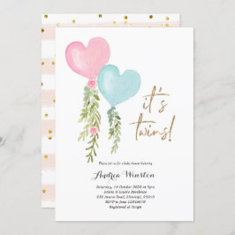 Ballon Twin Boy Baby Shower-inbjudan Inbjudningar