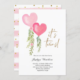 Ballon Twin Girl Baby Shower-inbjudan Inbjudningar