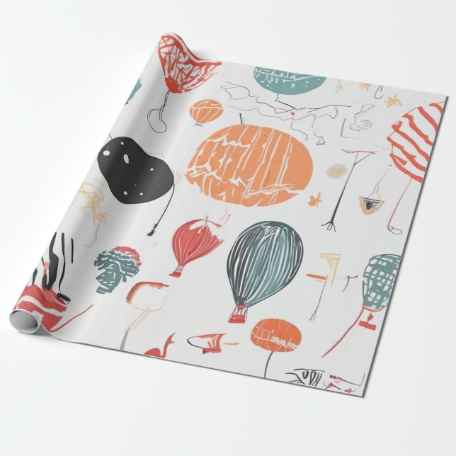 Ballon Watercolor Firande Presentpapper (Utrullad)