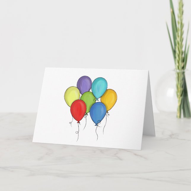 Ballon Watercolor Personlig Confetti Kort (Framsida)