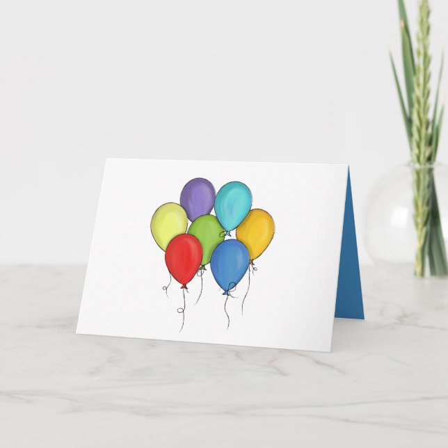 Ballon Watercolor Personlig Lycklig Roligt Kort (Framsida)