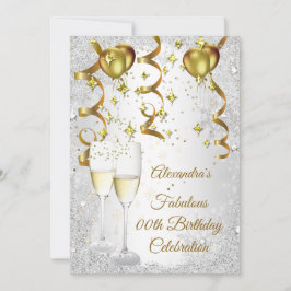 Ballonchampagne party silver Guld glitter Inbjudningar