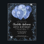 Ballondagstidningen Modern Black Navy Blue Glitter Vykort<br><div class="desc">Modern Glam Navy Blue Black Glitter Gnistra Balloon Elegant Snyggt Birthday-inbjudan</div>