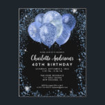 Ballondagstidningen Modern Black Navy Blue Glitter Vykort<br><div class="desc">Modern Glam Navy Blue Black Glitter Gnistra Balloon Elegant Snyggt Birthday-inbjudan</div>