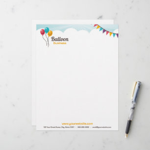 Ballonens Födelsedagsfest Letterhead Brevhuvud