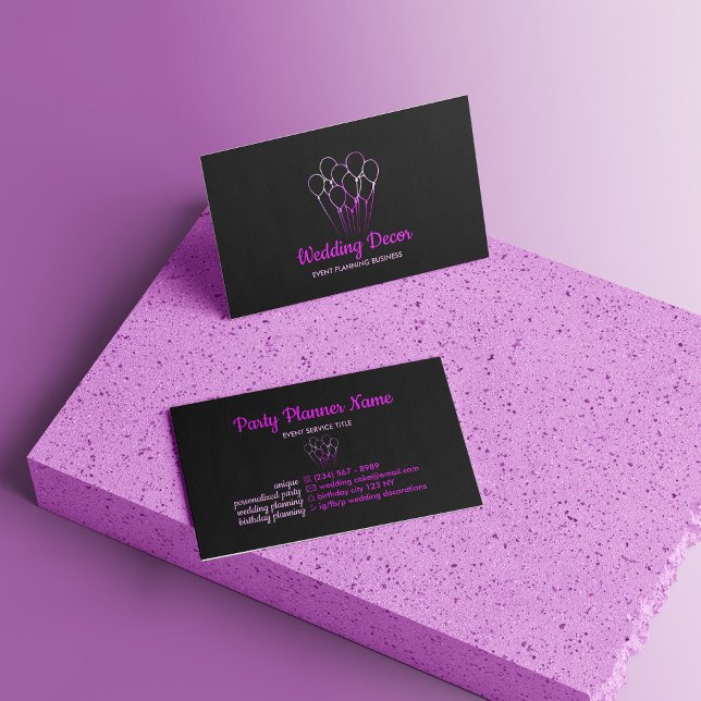 Ballonens Rosa Enkel Lila-övertoning Visitkort (Balloon Pink Simple Purple Gradient Business Card)